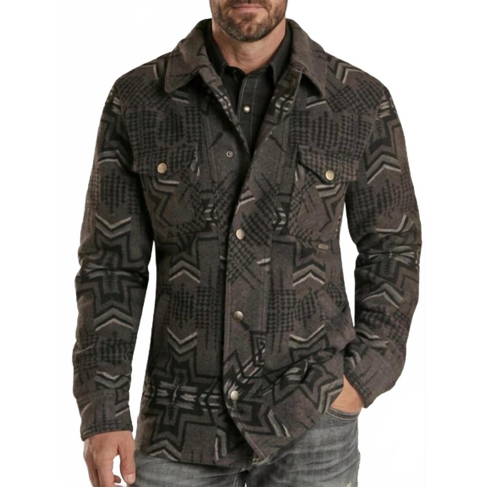 NEW PANHANDLE men's wool commander coat in aztec